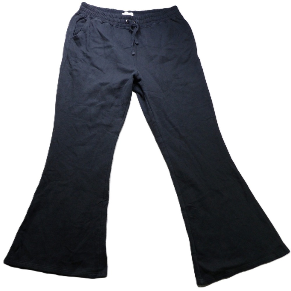 Abercrombie & Fitch Flare Sweatpants Black Cotton Blend Women Large L Drawstring